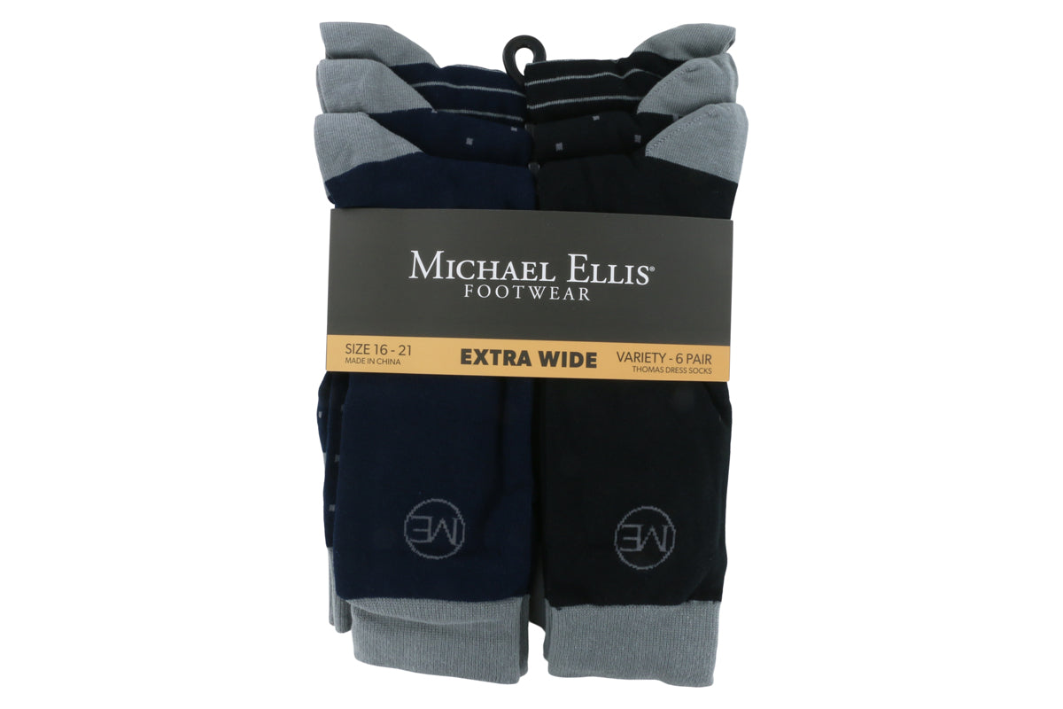 Michael Ellis Thomas BIG Dress Socks Variety 6-Pack - Wide