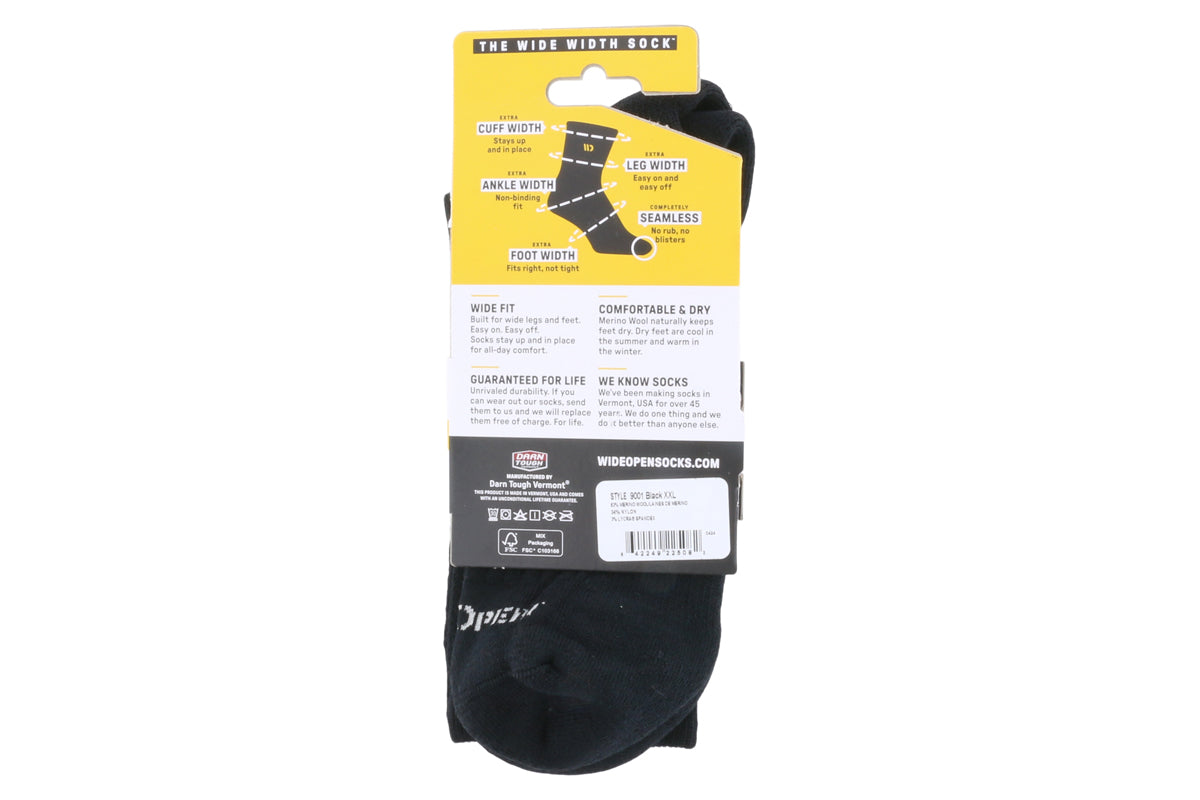 Wide Open Micro Crew Sock Black