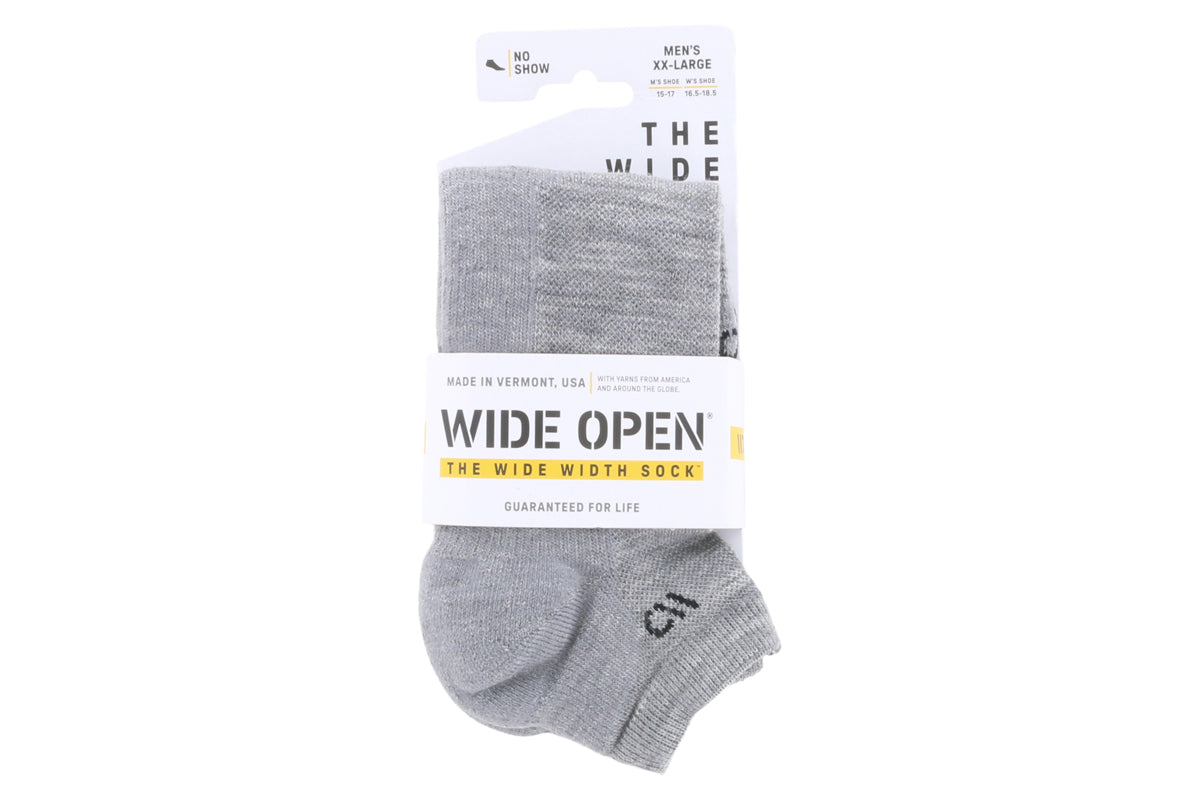 Wide Open No Show Sock Grey