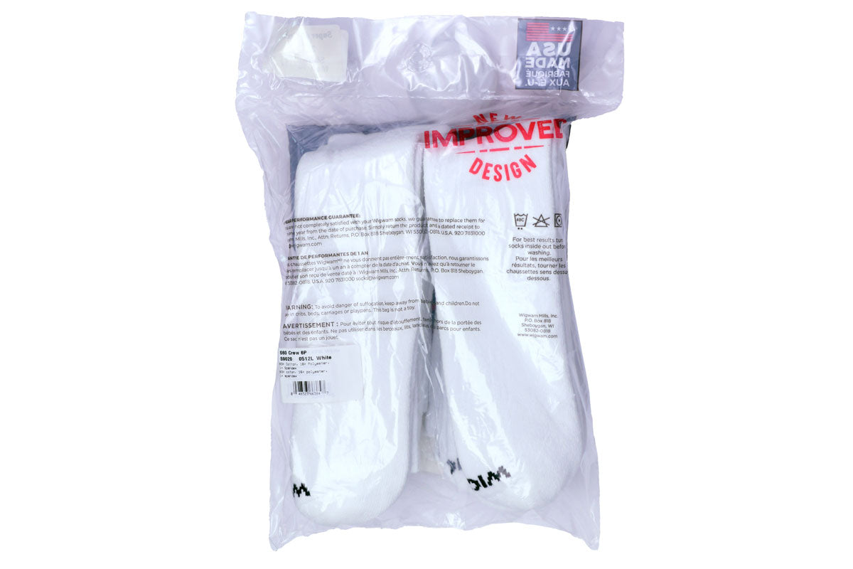 Wigwam Super 60 Crew 6 Pack Socks White