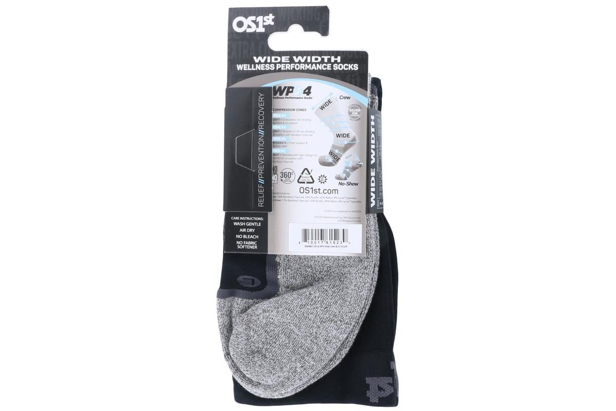 OS1st WP4 Wellness Performance Crew Socks Wide Black
