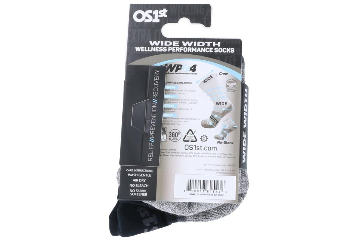 OS1st WP4 Wellness Performance No Show Socks Wide Black