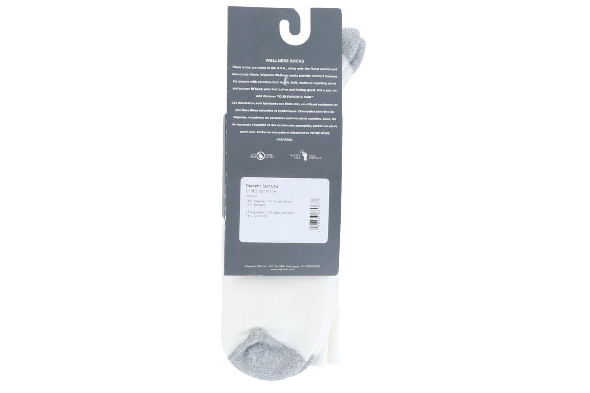 Wigwam Diabetic Sport Crew Sock White