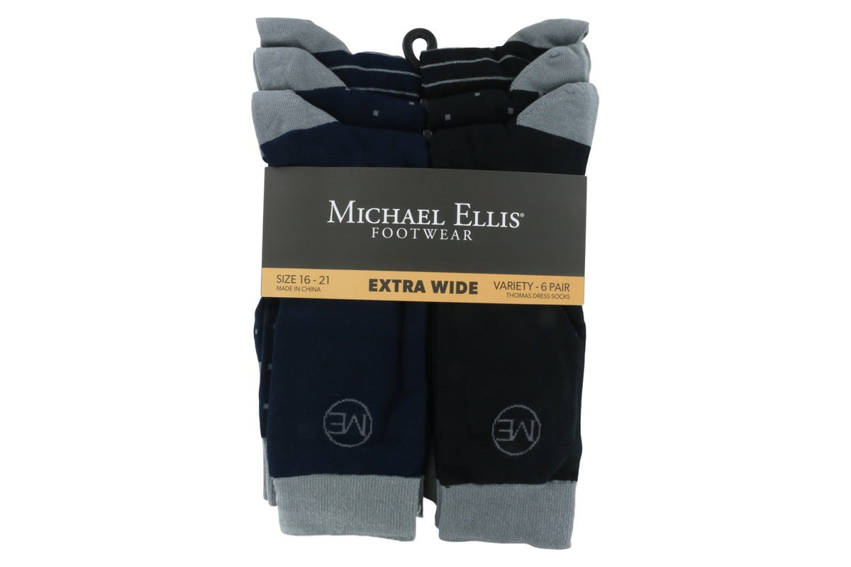 Michael Ellis Thomas BIG Dress Socks Variety 6-Pack - Extra Wide