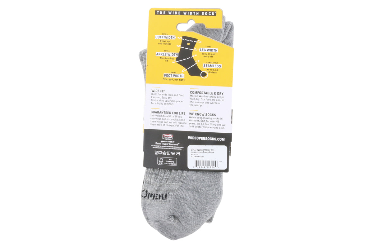Wide Open Micro Crew Sock Grey - 2BigFeet