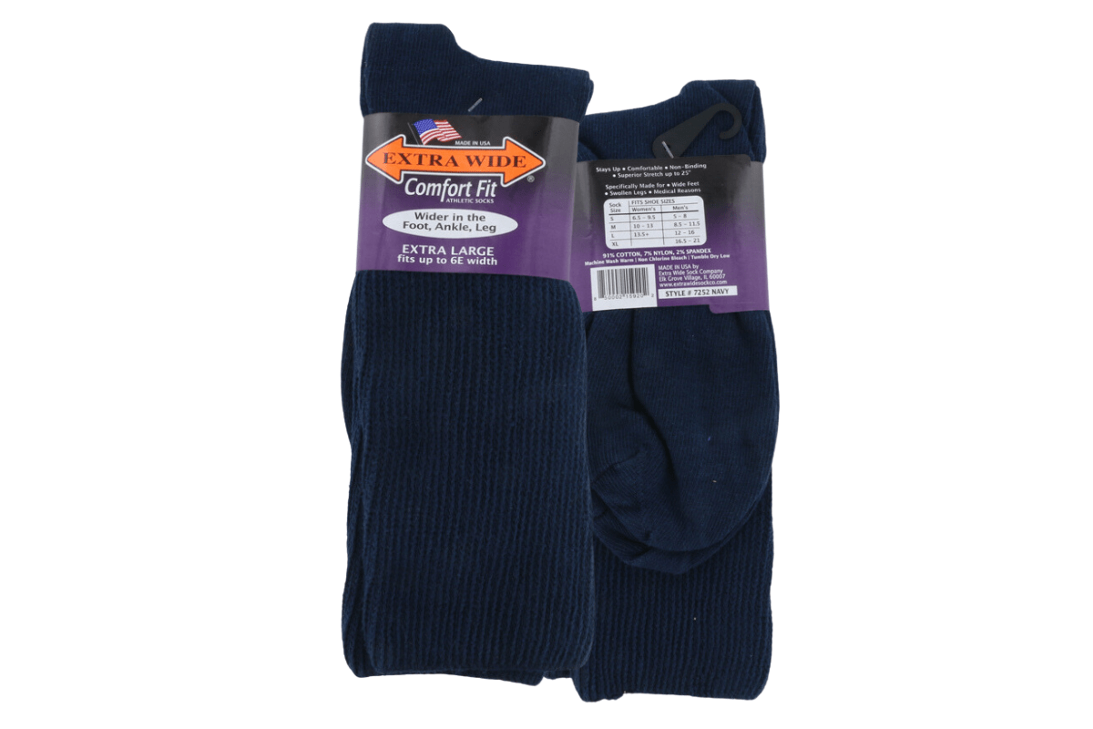 Extra Wide Socks Crew Navy