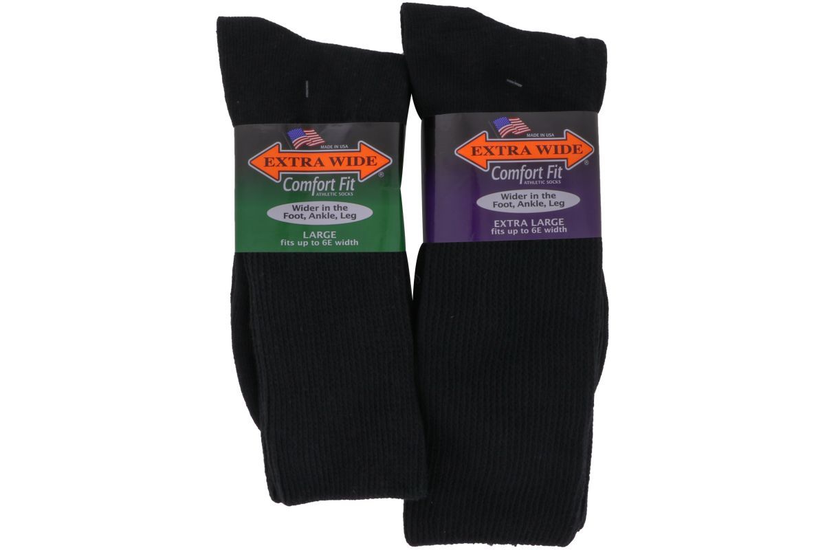 Extra Wide Socks Crew Black – 2BigFeet